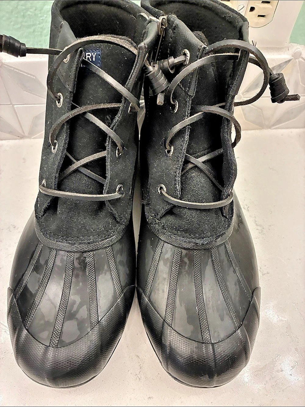 Sperry Salt Water Boot Black Rain Boots